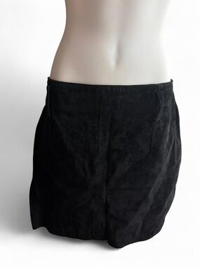 Express Black Suede Mini Skirt - Center Seam Detail